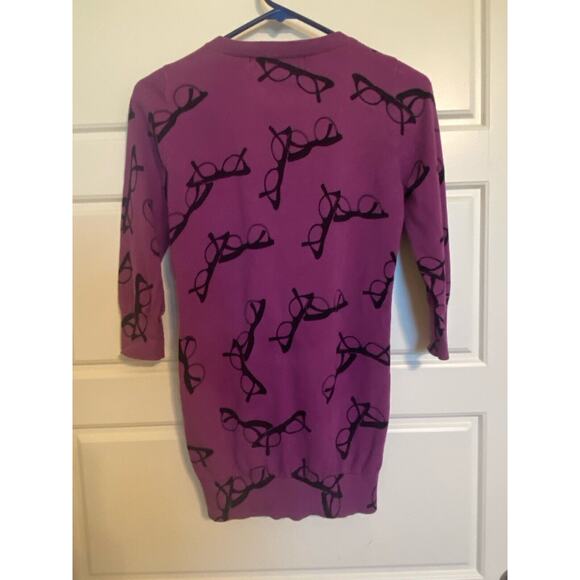 VTG Eye Glasses Cardigan Sweater Button-Up Purple Y2K Long Length Size Small - Picture 8 of 10